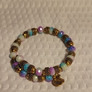 Alex And Ani Gold And Beaded Bangle Wrap Bracelet Part Of Pufferfish Set